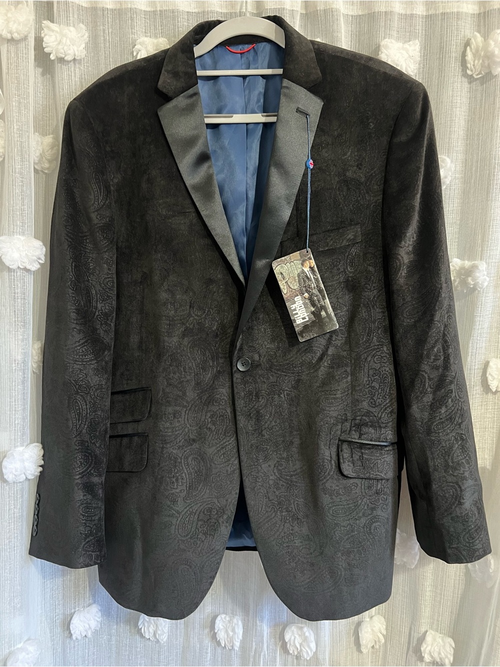Men's Black Paisley velvet Blazer
